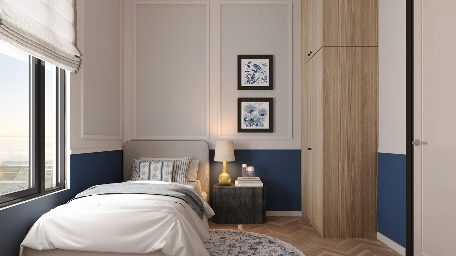 Artist's impression of a furnished AndaBreeze bedroom interior