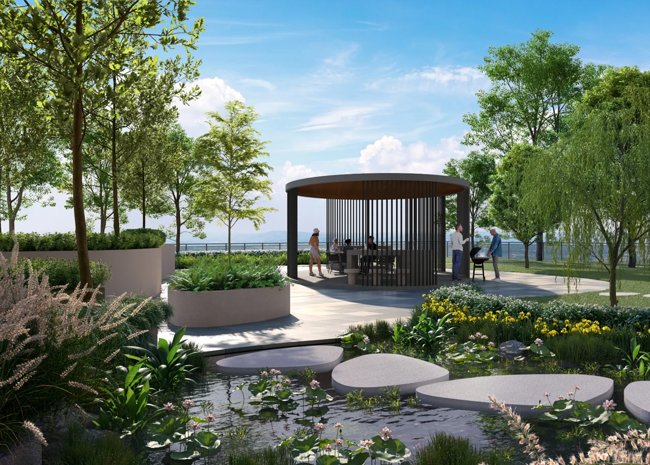 Artist's impression of an outdoor gathering pavilion at AndaBreeze
