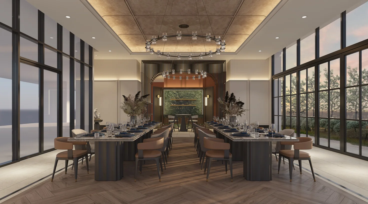 Artist's impression of the gourmet kitchen and dining room